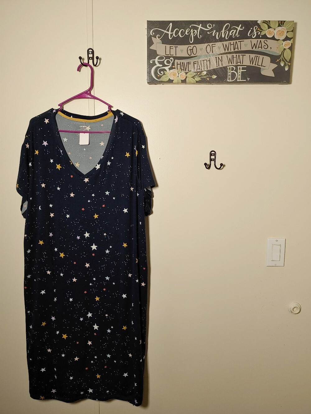 Joyspun 3X 22/24 Blue Star Print Short Sleeve Comfy Nightshirt
